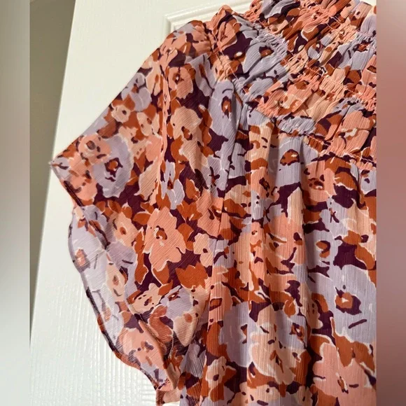 Madewell Smocked Mock Neck Top Floral Breeze size medium - Picture 8 of 10